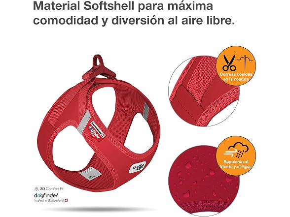Vest Harness curli Clasp Softshell Red 3XS