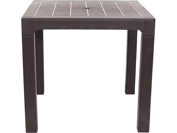 Sunnydaze 31-Inch Square Plastic Indoor/Outdoor Dining Table - Brown