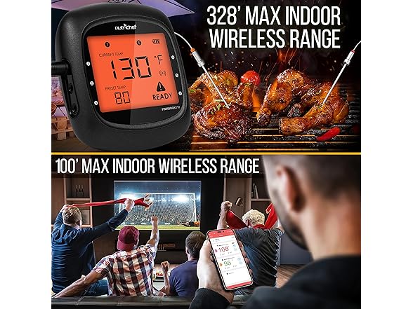 NutriChef Smart BBQ Thermometer w/ Case