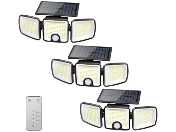 Brightown 3 Pack Solar Flood Outdoor Lights