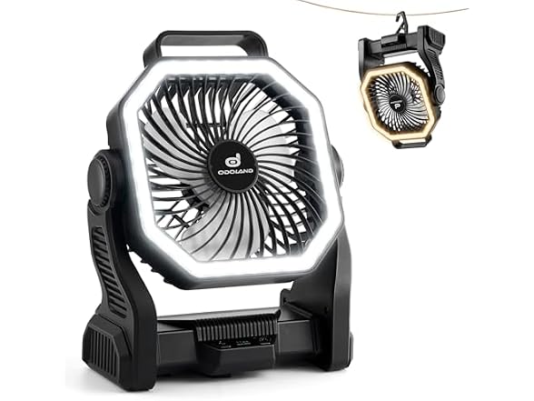 Odoland Black Rechargeable Camping Fan
