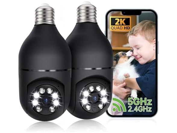 Gianteye 2K Light Bulb Security Camera