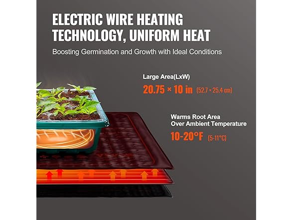 VEVOR 10"x 20.75" Seedling Heat Mat w/ Digital Thermostat Combo Set