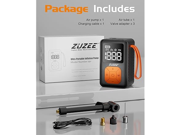 ZUZEE Mini Bike Pump 150PSI Electric