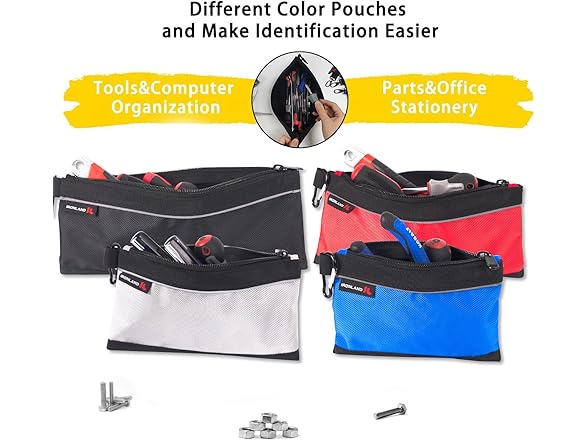 IRONLAND Small Tool Pouches with Zipper