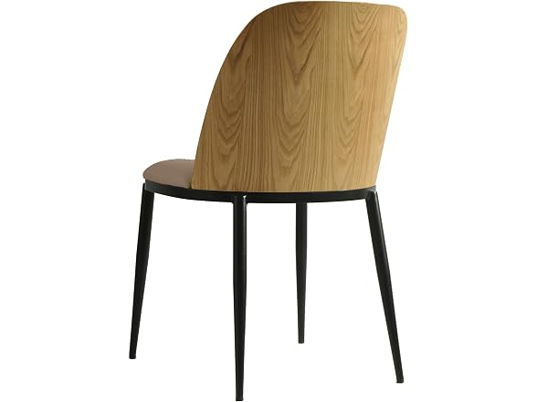 LeisureMod TCNW18BG Tule Dining Chair Natural Wood/Beig
