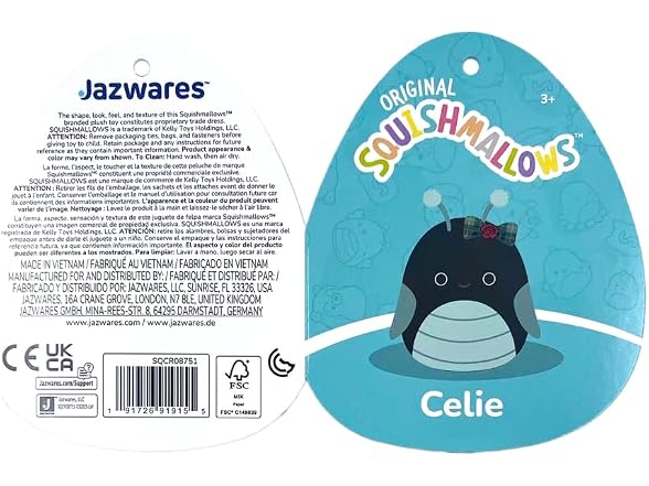 Squishmallows Original 14in Celie The Teal and Black Grasshopper