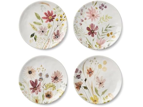 Wildflowers Ceramic Dessert Plates 4CT
