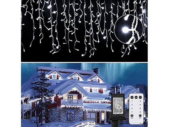 Brightown Icicle Christmas Lights Outdoor, 40Ft