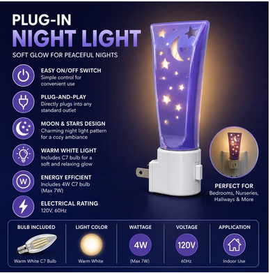 Celestial Plug-In Night Light Star & Moon - Gallery 4