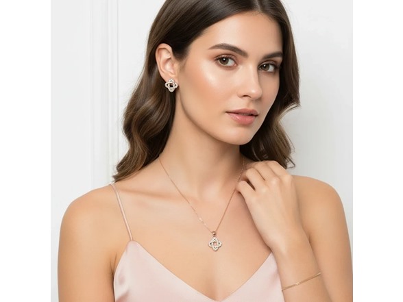 Clover CZ Necklace & Earring Set