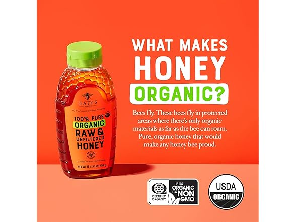 Nate's Organic 100% Pure, Raw & Unfiltered Honey