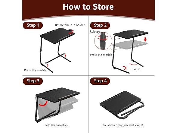 NUTIKAS Folding TV Trays 2-Pk - Black