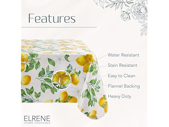 Elrene Home Fashions Vintage Lemon and Citrus Tablecloth