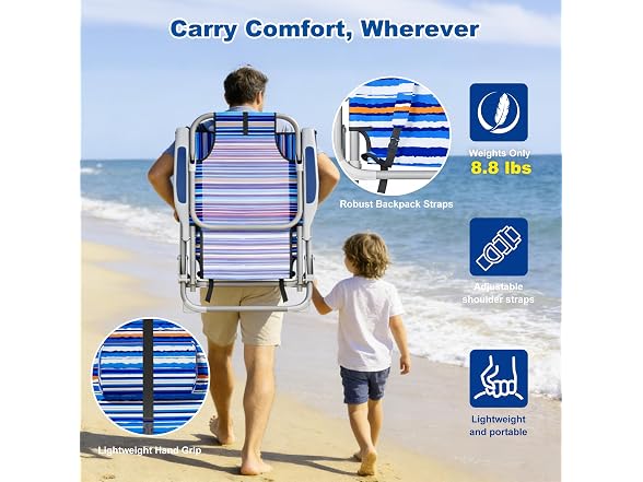 Beach Chair Lay Flat Folding Backpack Beach Chairs