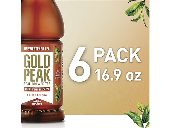 6PK Gold Peak Tea, Unsweet Tea, 16.9 fl oz