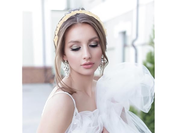 Honbay Faux Pearl Flower Hair Hoop Headband White