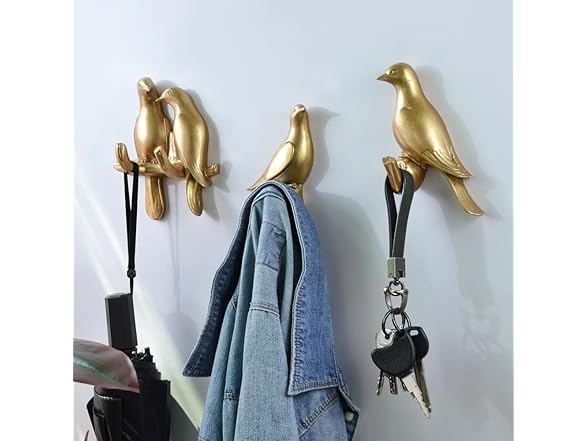 Bird Coat Hooks Animal Wall Silvery L