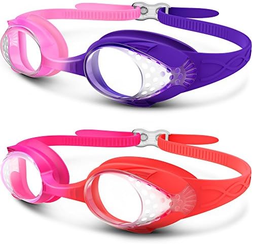 OutdoorMaster Kids Swim Goggles 2 Pack - Quick Adjustable Strap Swimming Goggles for Kids - C
