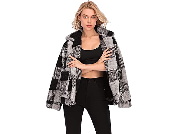 Comeon Women (XL) Coat Casual Lapel Fleece Coats