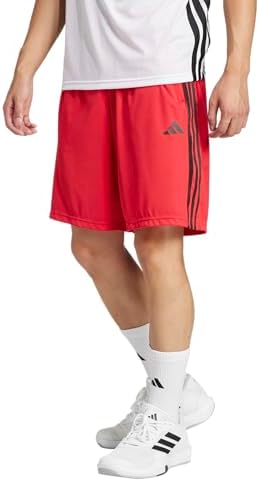 adidas Men's Tall Size Train Essentials Piqué 3-Stripes Shorts, Pure Ruby/Black