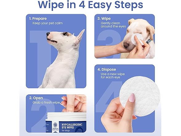 AKC Coconut Scent Pet Eye Wipes, 100Ct