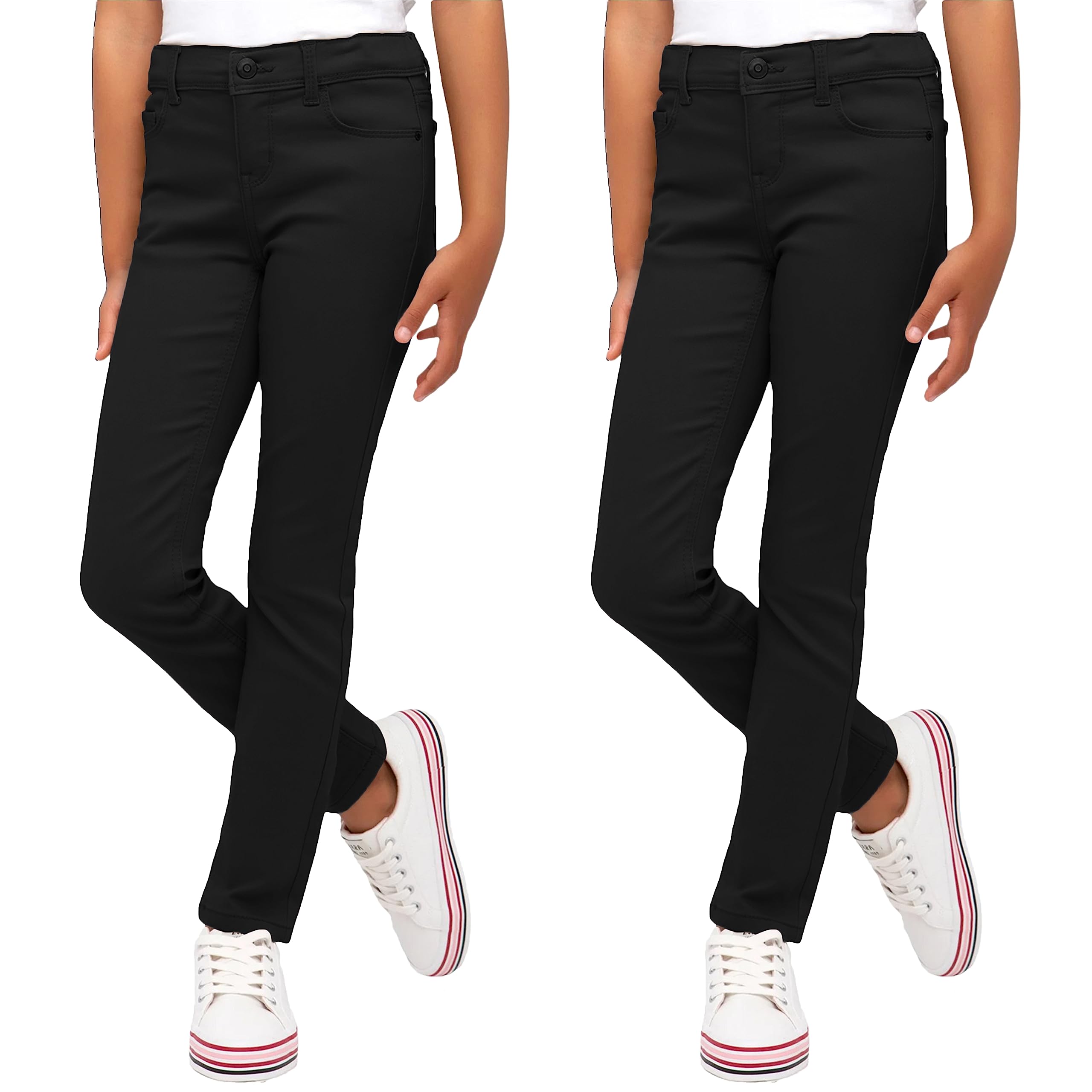 2PK Girls Stretch Pencil Uniform Pants - Gallery 14