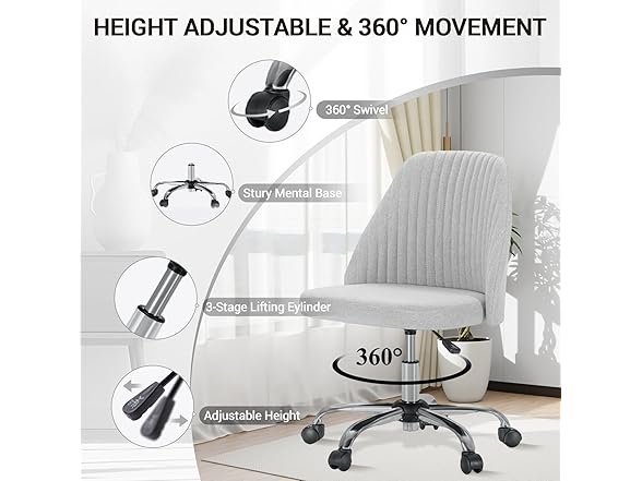YSSOA Office Desk Chair with Back and Wheels