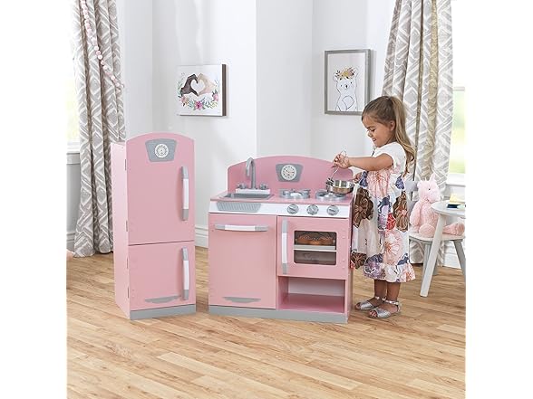 KidKraft Retro Wooden Play Kitchen and Refrigerator Set