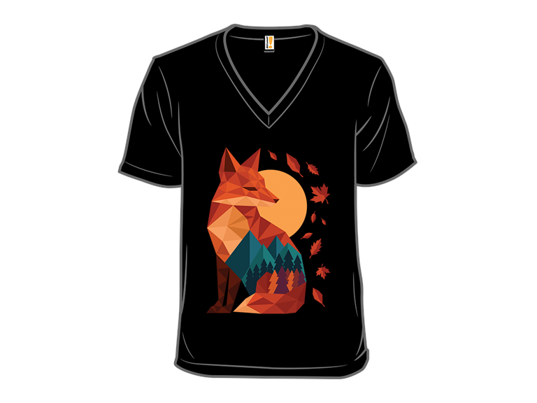Geometric Fox Under Autumn Moon