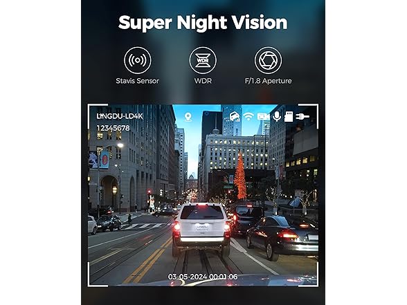 LINGDU 12" 4K Mirror Dash Cam