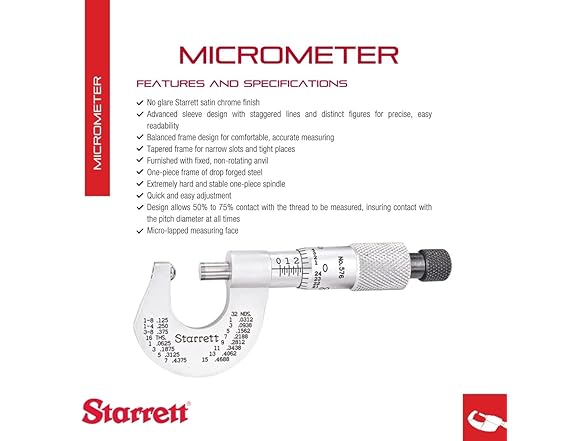 Starrett Rounded Anvil Micrometer