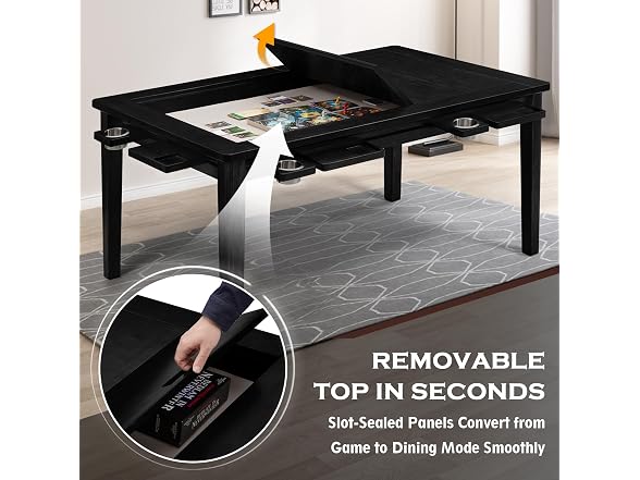 Haddockway Black 63"×39“ Board Game Table