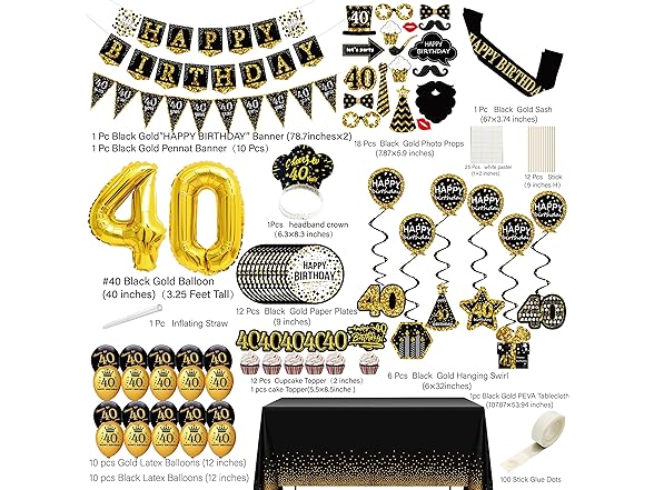 40th Birthday Decorations (76pack)