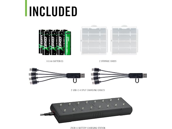 Coast Zithion-X AA Rechargeable Batteries & Charging Station