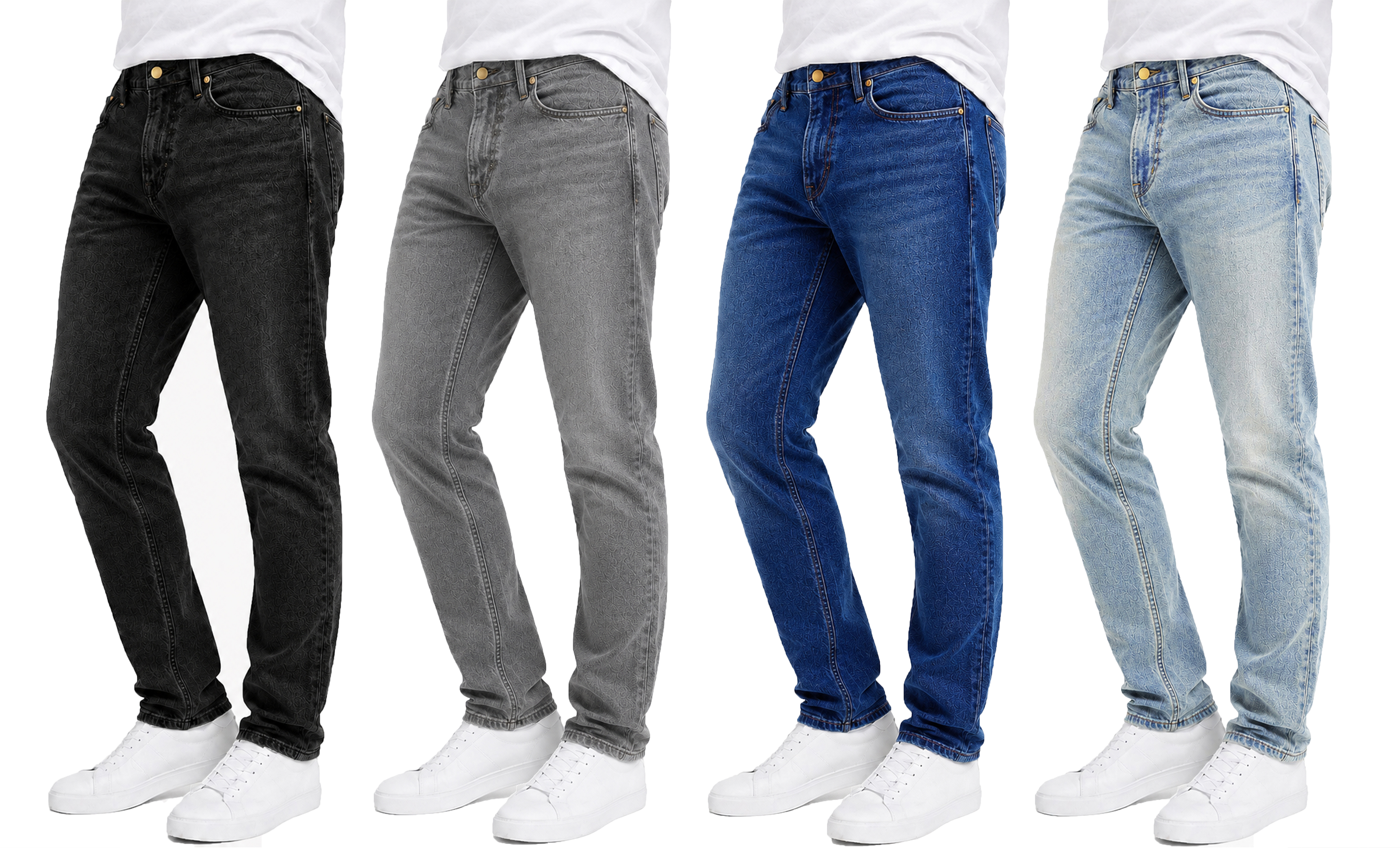 3Pk Mens Stretch Slim Straight Jeans - Gallery 11
