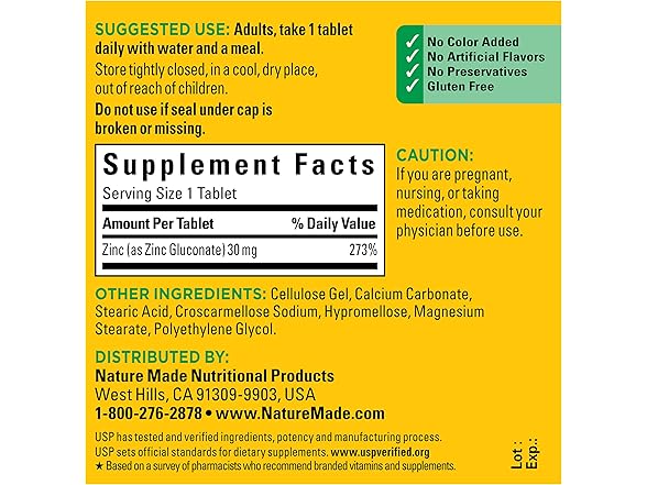 Nature Made Zinc 30mg 100ct