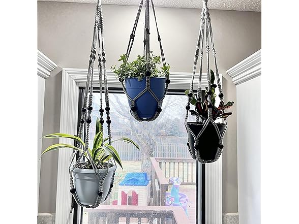 AKEIE Macrame Plant Hanger 3 Pack Indoor & Outdoor
