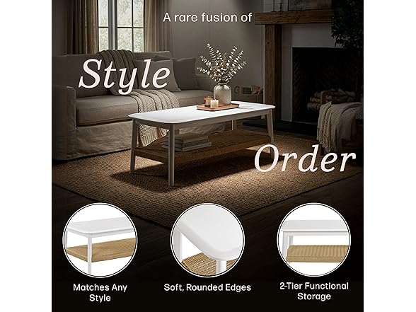 Alaterre Furniture Calais 48 Inch Rectangular Wood Coffee Table
