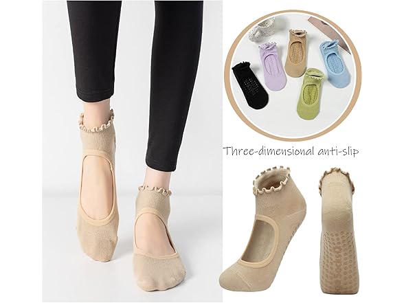 ANIDL Frilly Yoga Socks Non Slip