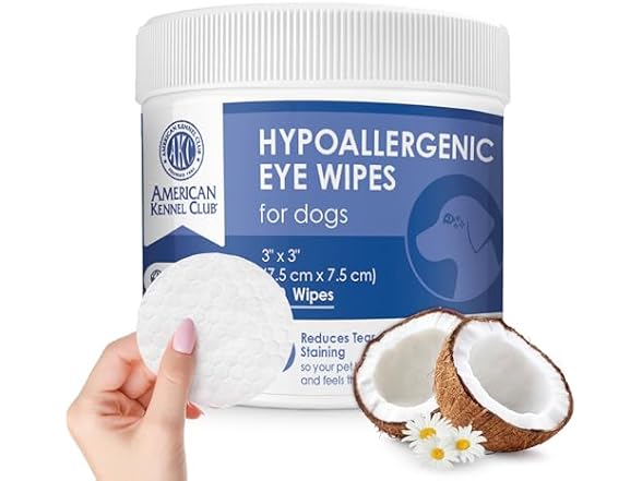 AKC Coconut Scent Pet Eye Wipes, 100Ct