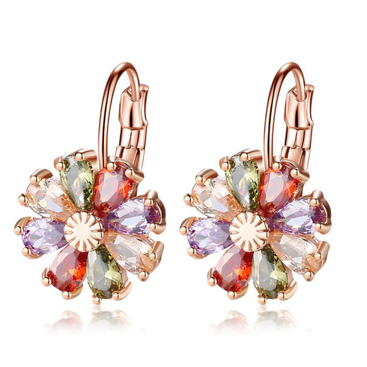 Flower Drop Leverback Earrings - Gallery 4