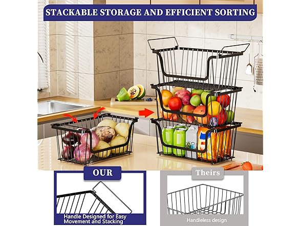 ANJUBAN Stackable Wire Baskets