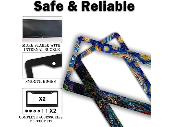 License Plate Frame Starry Night 2Pk