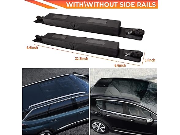 ZONETCH Soft Roof Rack Pads Heavy Duty, 2 Sets