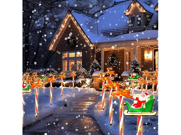 10 Pack Christmas Decorations Elk Santa Claus solar Christmas lights
