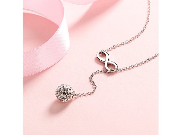 18K White Gold Ball Drop Necklace
