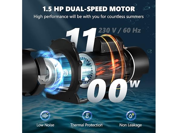 Pool Pump 1.5HP 230V, Variable Dual Speed Pumps