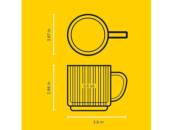 JoyJolt Haven Stackable Fluted Glass Mugs Set of 2