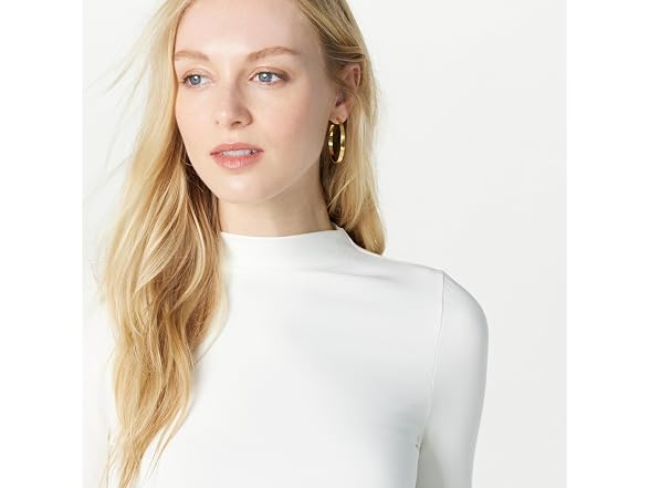 The Drop Women (XXS) Ebony Mock Neck Long Top